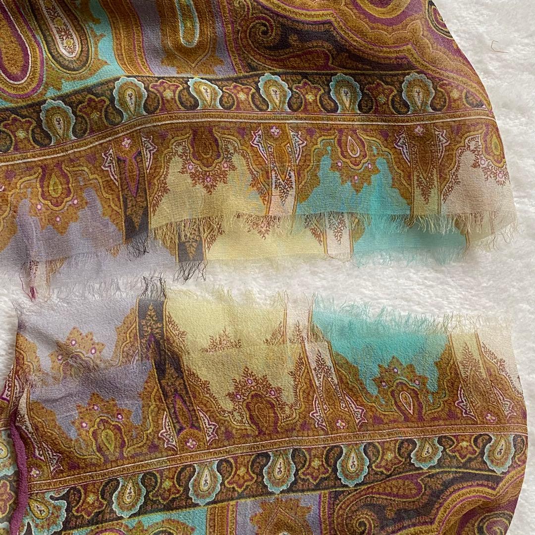 【良品】ETRO エトロ シルク スカーフ ショール ペイズリー柄 イタリア製