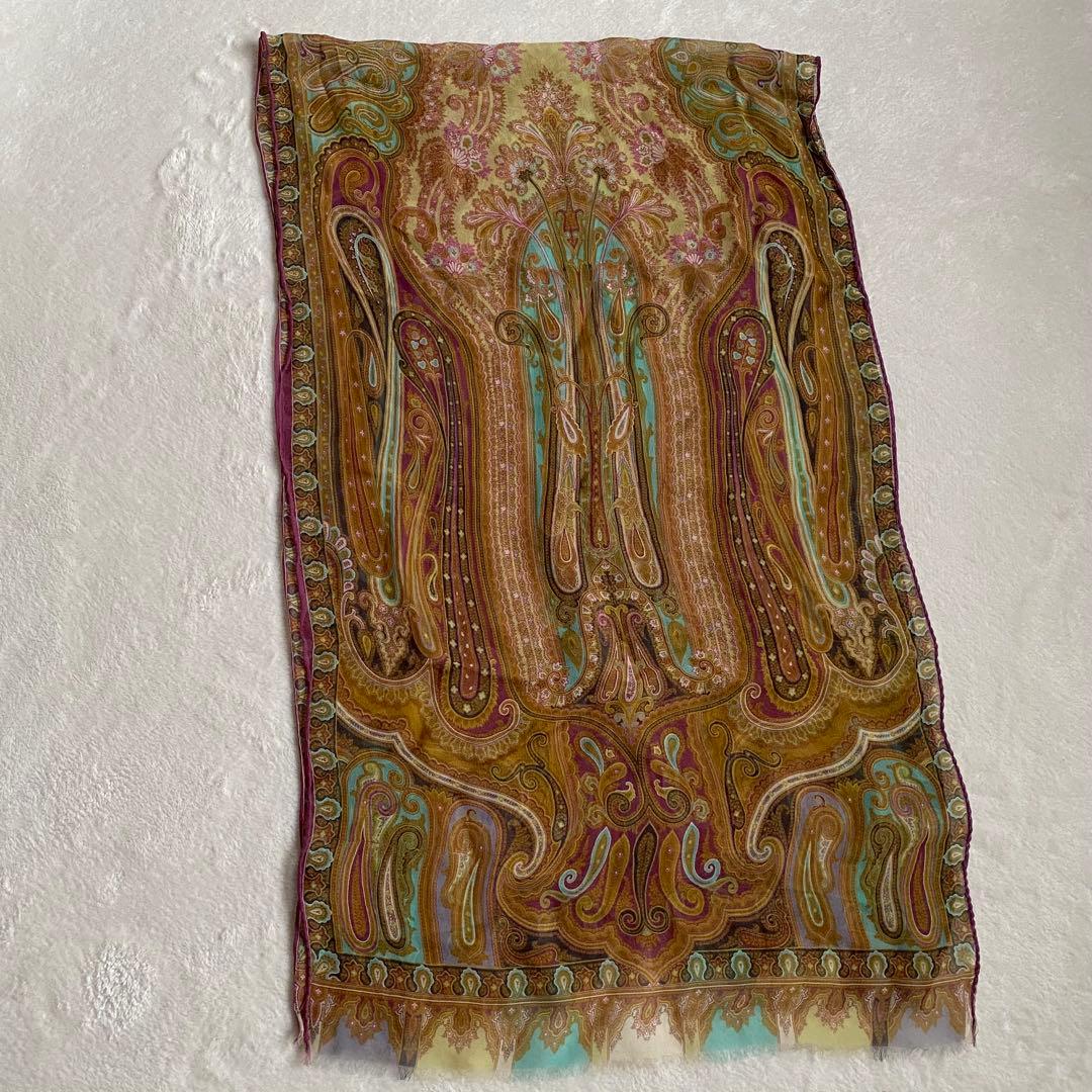【良品】ETRO エトロ シルク スカーフ ショール ペイズリー柄 イタリア製