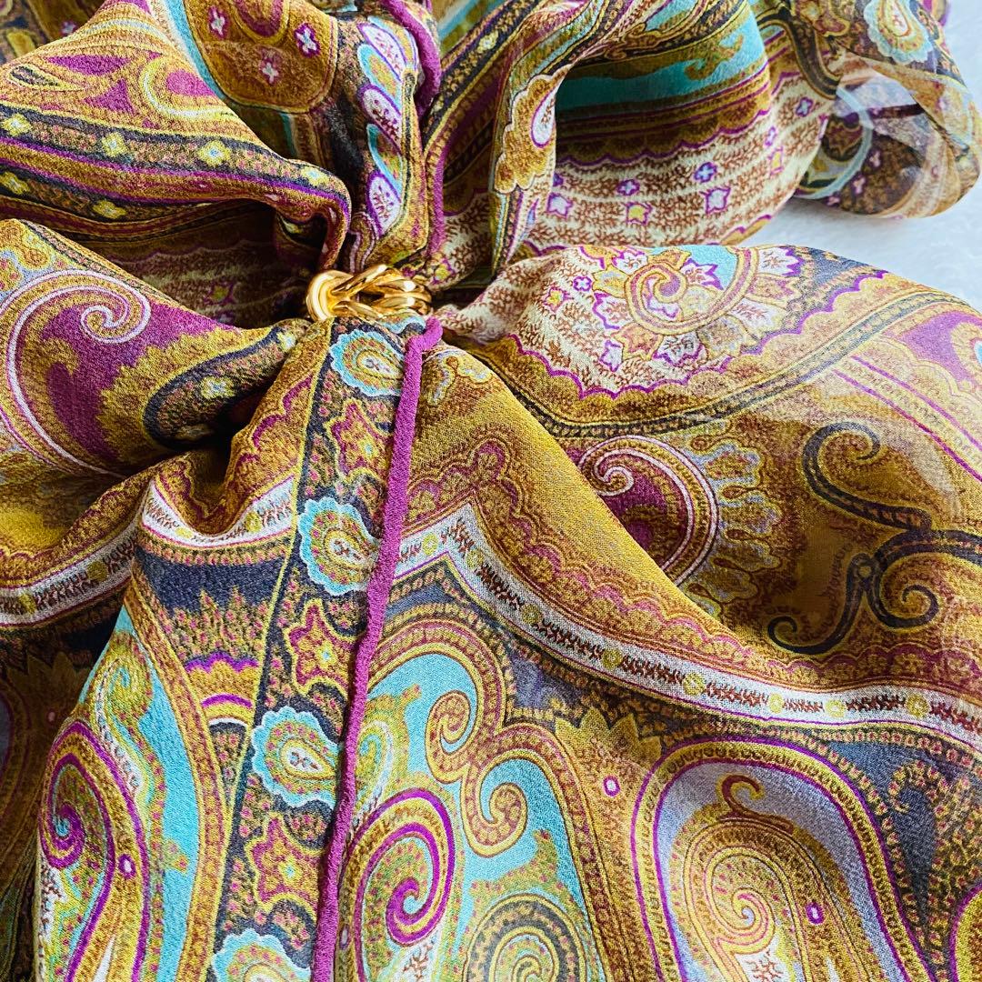 【良品】ETRO エトロ シルク スカーフ ショール ペイズリー柄 イタリア製