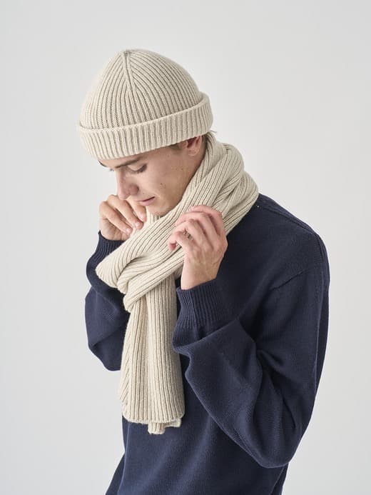 JOHN SMEDLEY カシミヤ混 リブニットマフラー STARK 新品