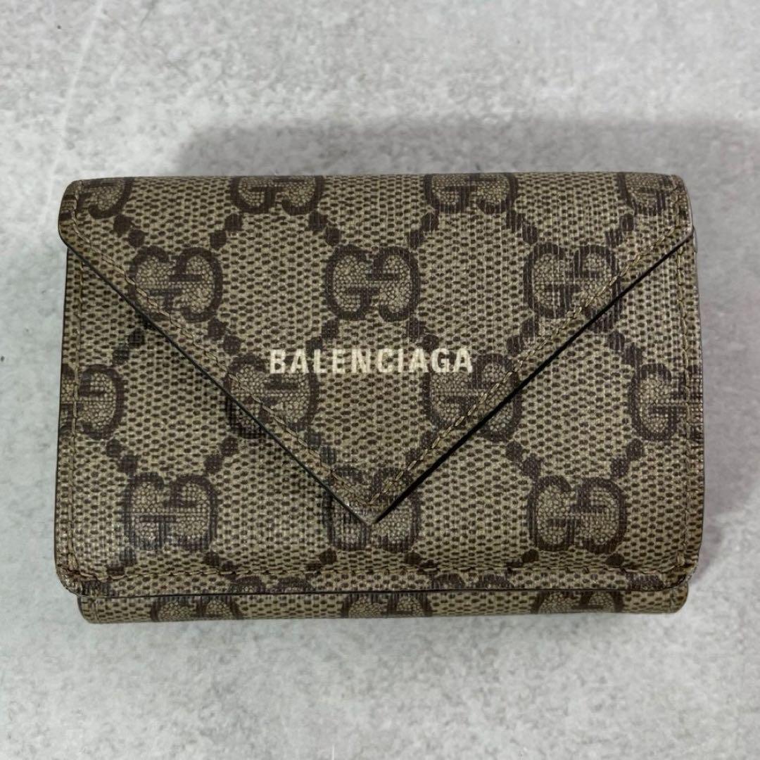 【付属品完備】グッチ×バレンシアガ ザ ハッカー 三つ折り財布 GGスプリーム
