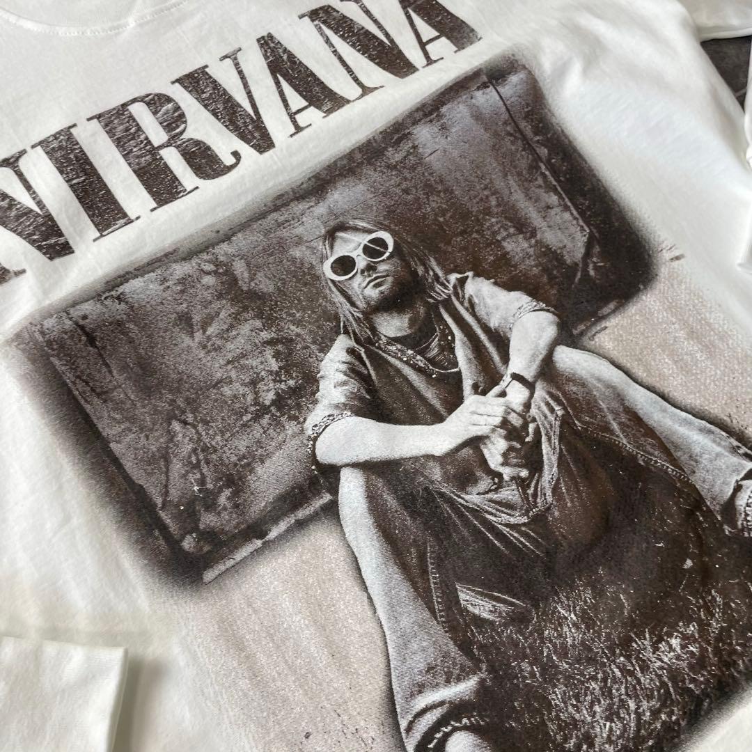 NIRVANA ニルヴァーナ カート・コバーン L/S バンド Tシャツ白XL