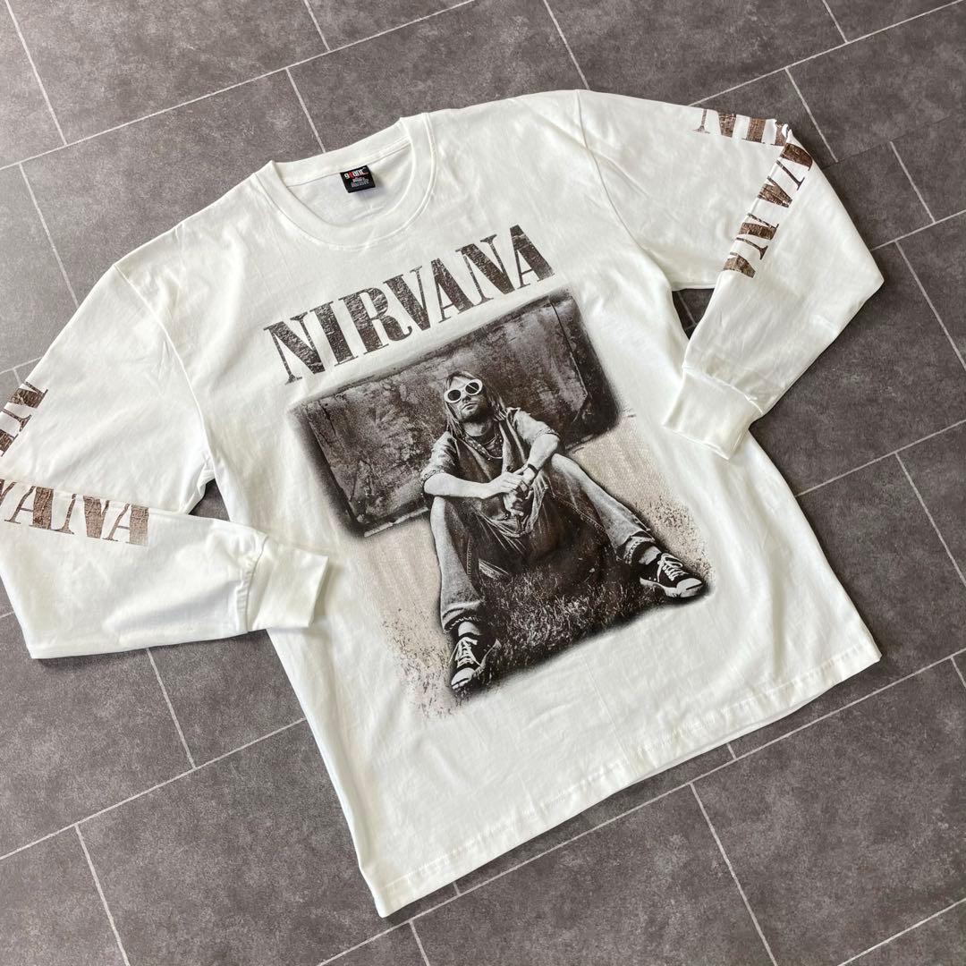 NIRVANA ニルヴァーナ カート・コバーン L/S バンド Tシャツ白XL