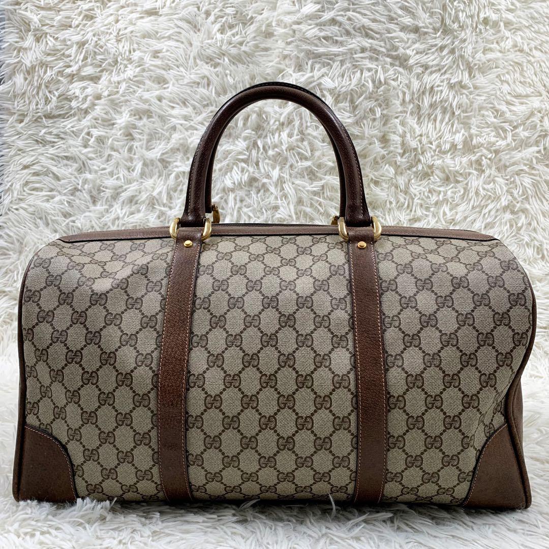 【✨美品✨】オールドグッチ ボストンバッグ 大容量 GGスプリーム ブラウン