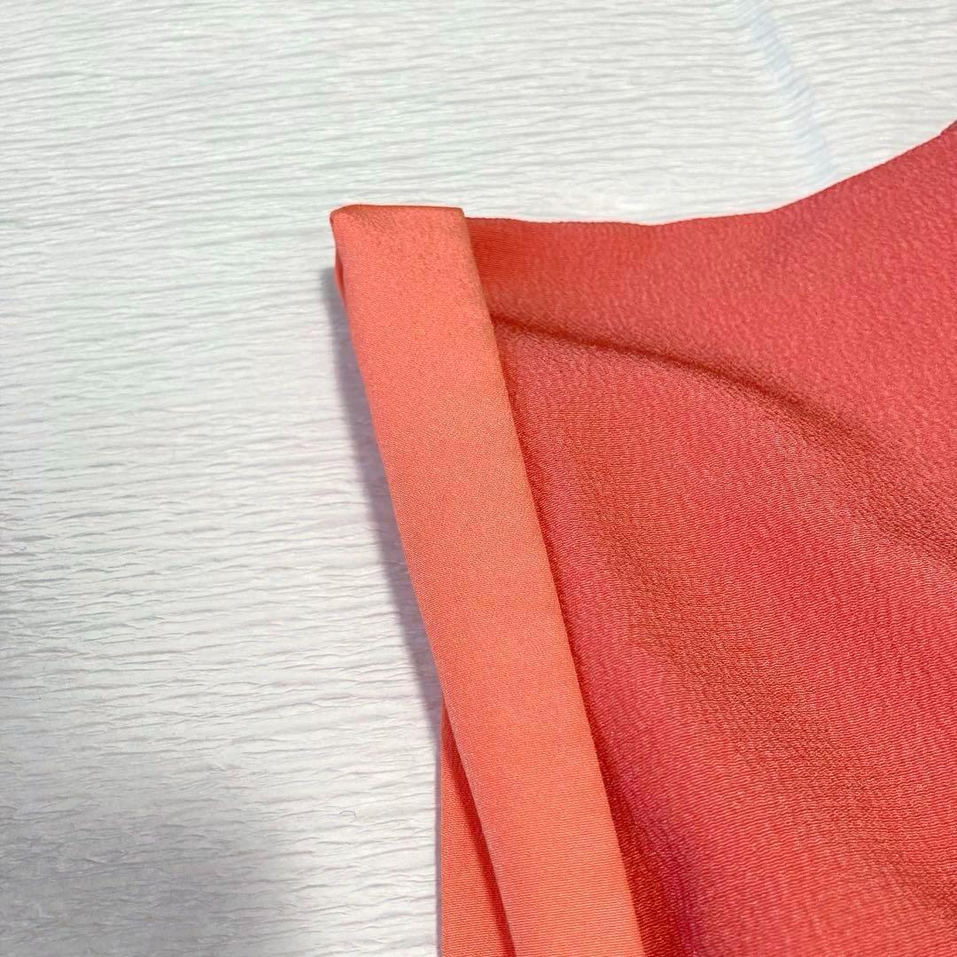 【良品✨】東レシルック　振袖　洗える着物　中紅色　四季草花模様　トールサイズG2