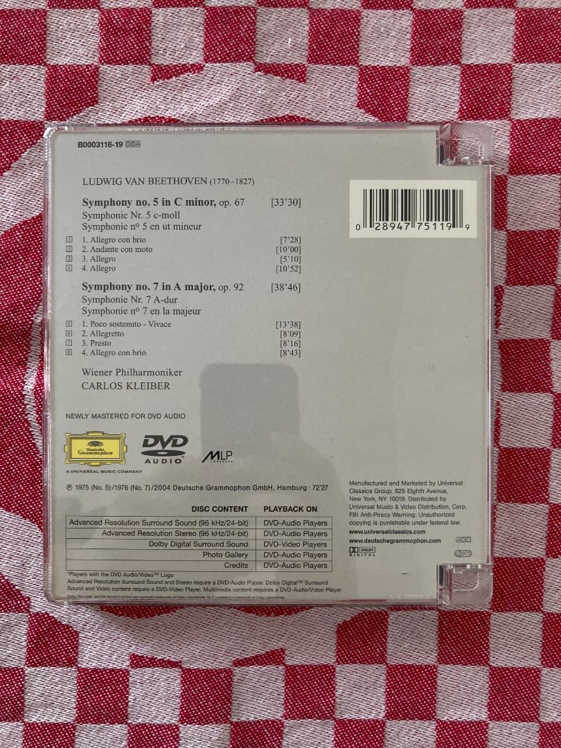 DVD Audio クライバー ベートーヴェン交響曲第5番第7番 高音質盤