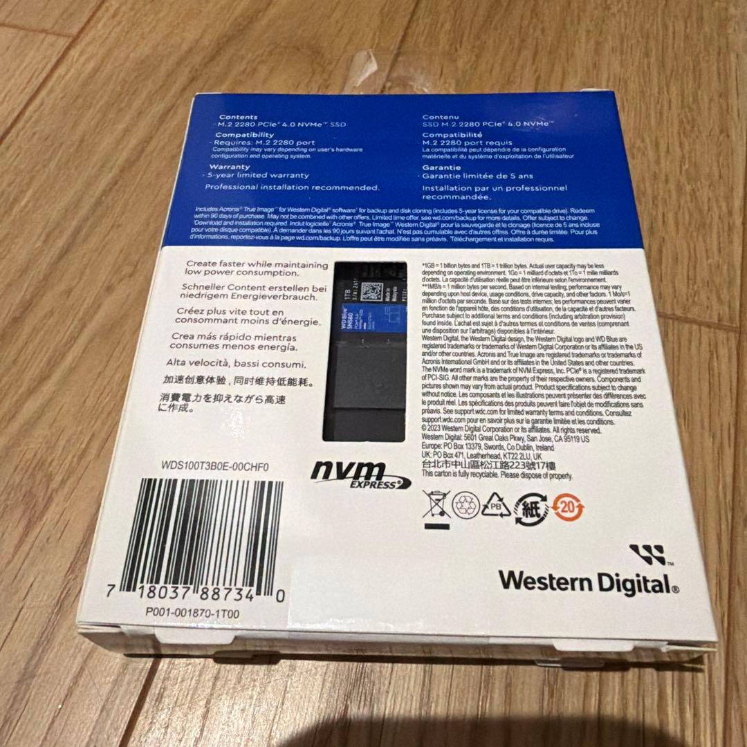 新品 WD Blue SN580 1TB NVMe SSD M.2 2280