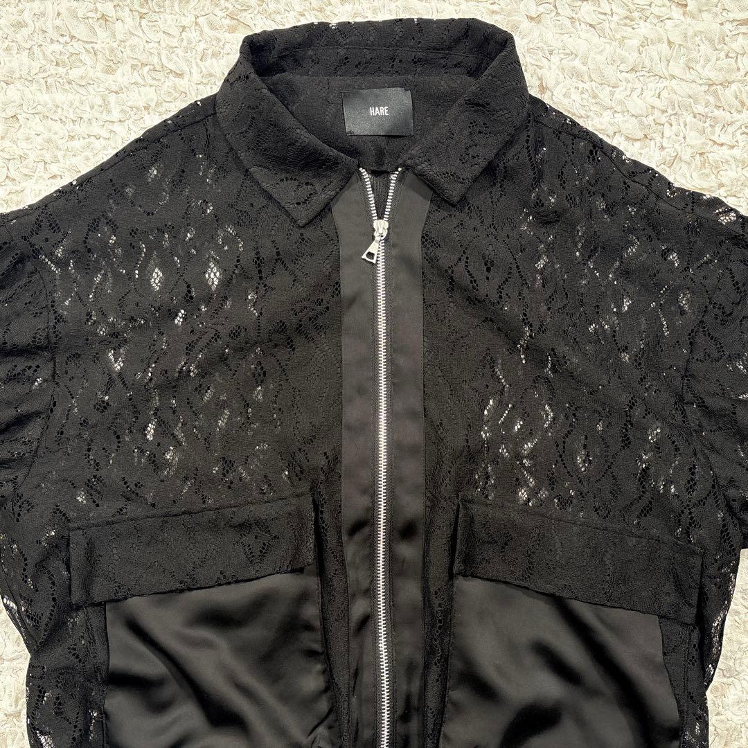 HARE ハレ フラワーレースブルゾン 完売品 ブラック ジャケット アウター