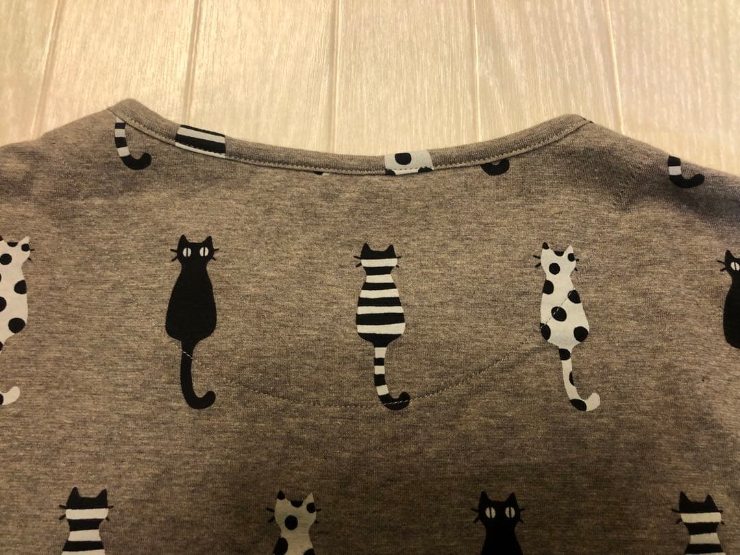 新品 ワコール アツコマタノ ルームウェア パジャマ M 猫柄 グレー系