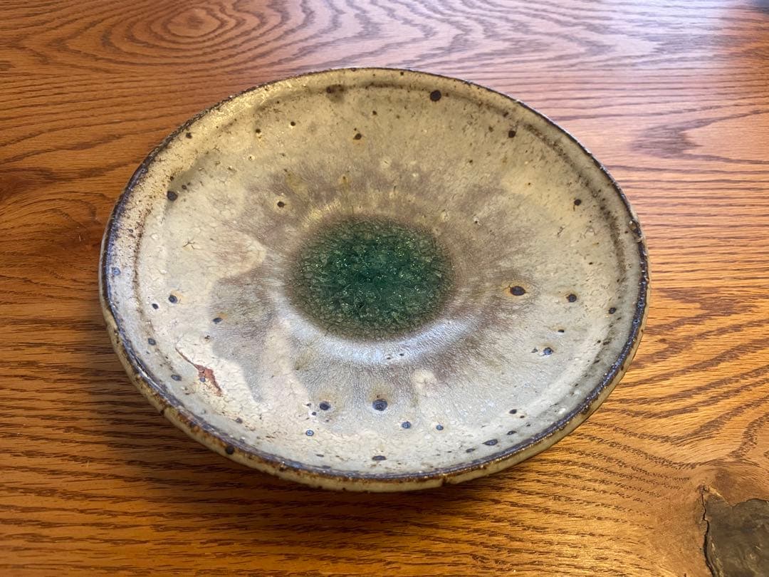 【4/7迄】未使用品　井上茂　灰釉　8寸皿　器　作家　陶芸　茶器　酒器　うつわ
