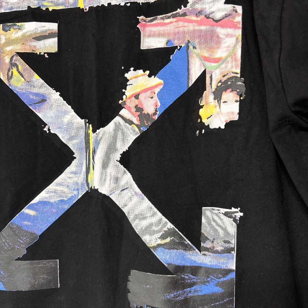 OFF-WHITEオフホワイト 半袖Tシャツ ブラック ロゴプリント L