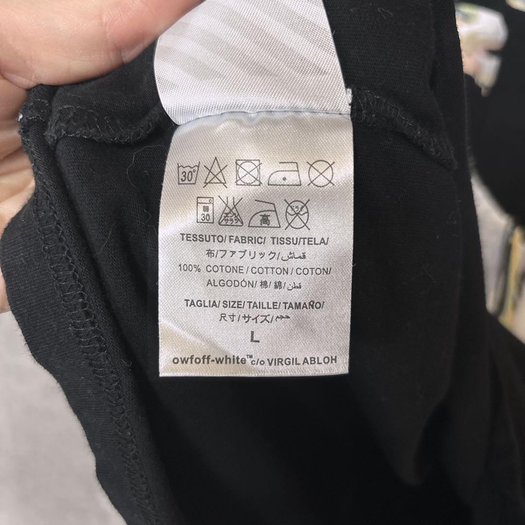 OFF-WHITEオフホワイト 半袖Tシャツ ブラック ロゴプリント L