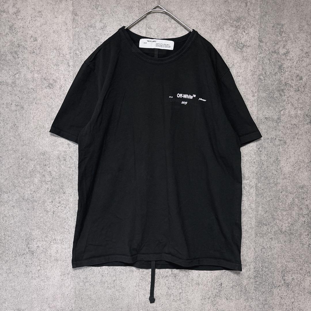 OFF-WHITEオフホワイト 半袖Tシャツ ブラック ロゴプリント L