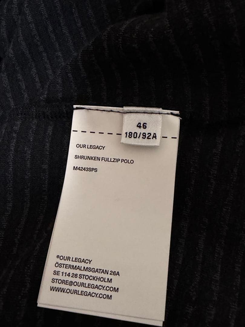 新品　ourlegacy Shrunken Fullzip Polo 46