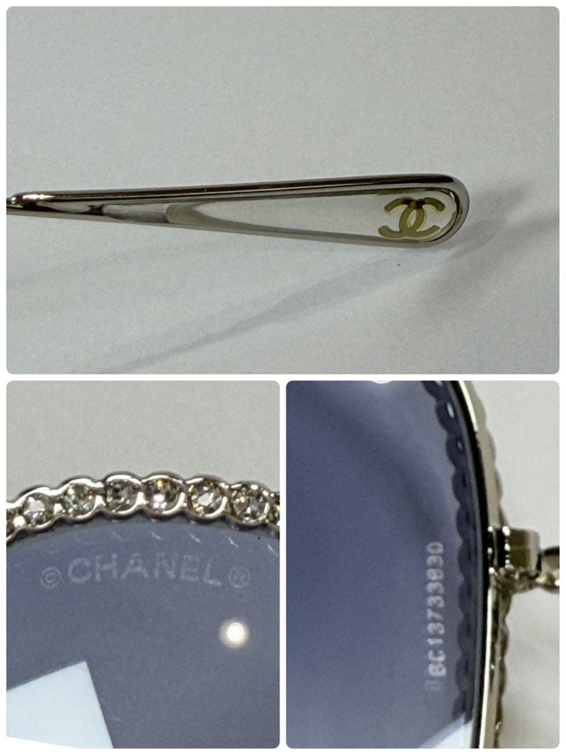 CHANEL ラインストーン アビエーター 71108 サングラス 付属品完備