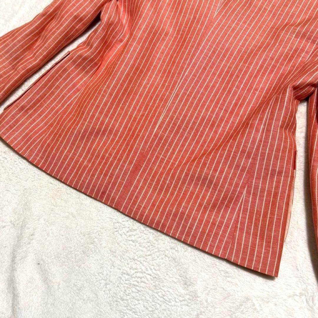 CELINE セリーヌ リネン ジャケット シングル ストライプ 裏地総柄