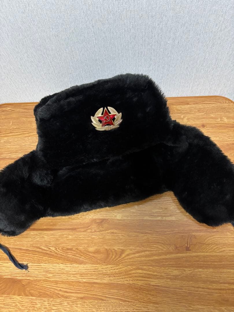 フライトキャップ ウシャンカ ロシア軍 ソ連 ミリタリー 黒 ロシア製