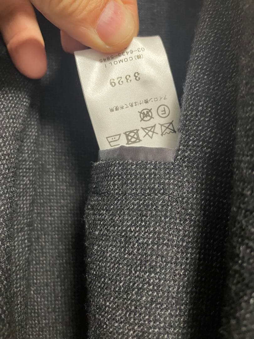 COMOLI リファインウールダブルブレストジャケット グレー