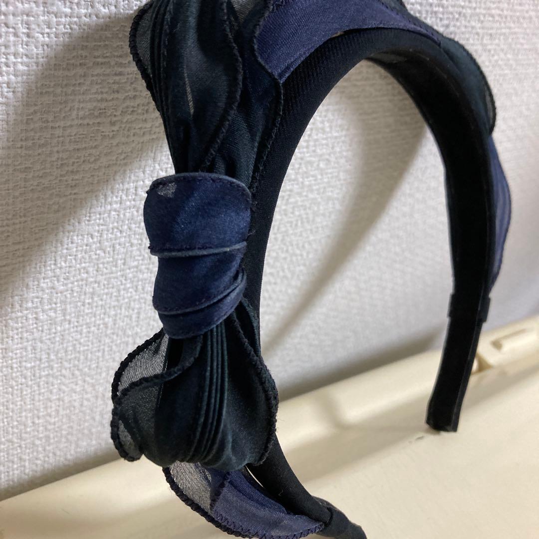 acca ネイビー リボン付きヘアバンド