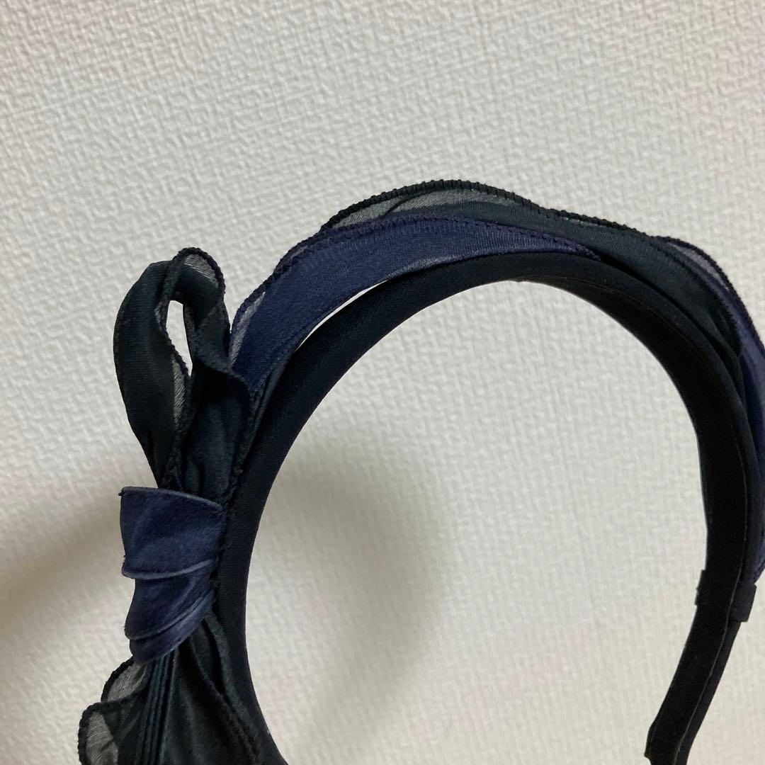acca ネイビー リボン付きヘアバンド