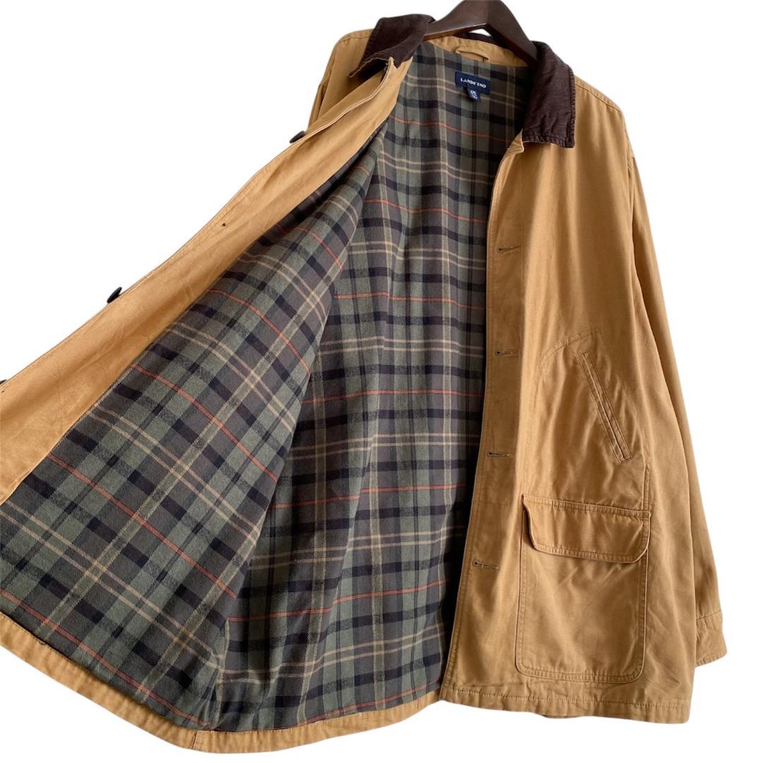 【ランズエンド】ハンティングジャケット カバーオール 中綿 キャメル 2XL