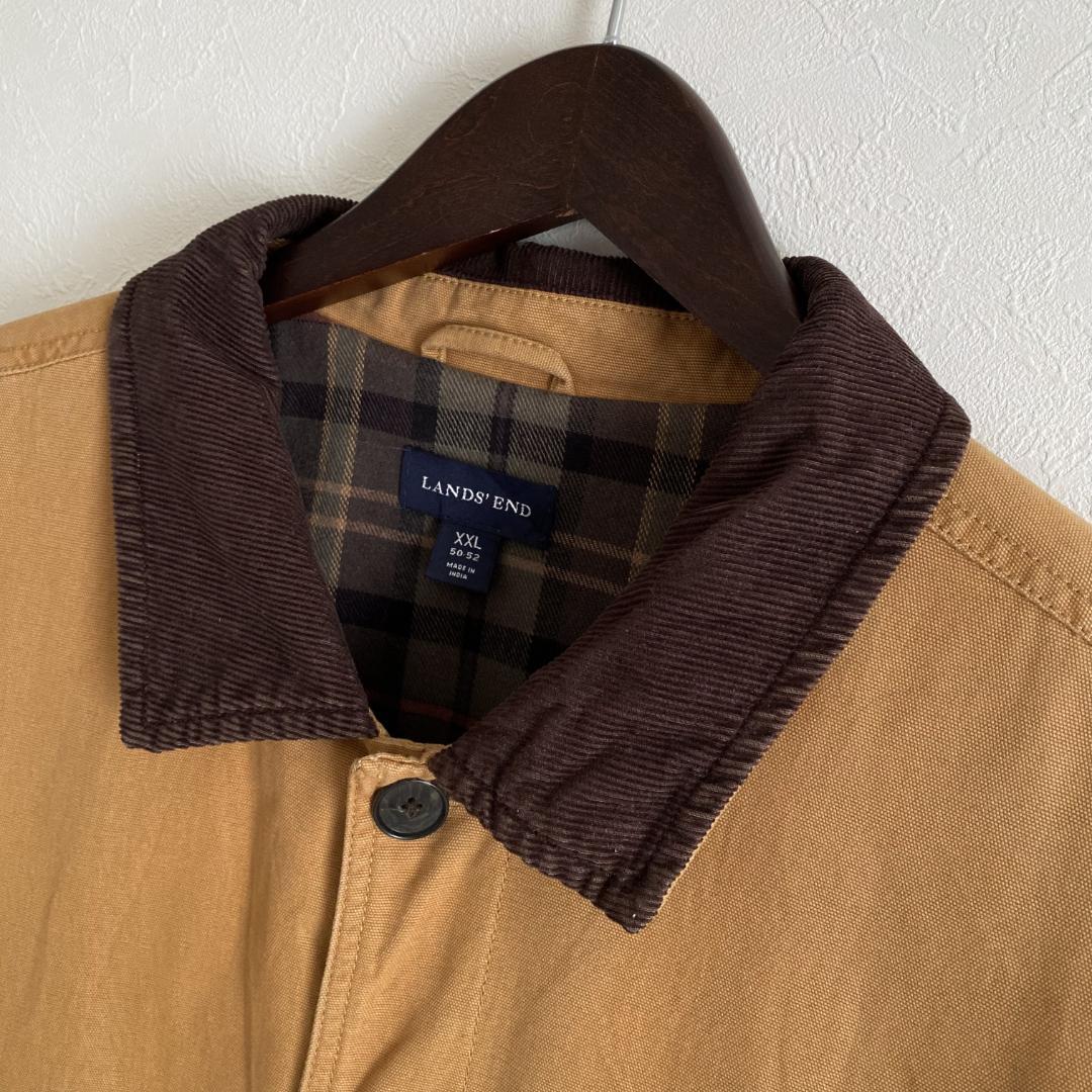 【ランズエンド】ハンティングジャケット カバーオール 中綿 キャメル 2XL