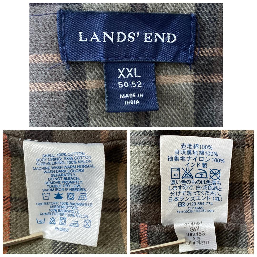 【ランズエンド】ハンティングジャケット カバーオール 中綿 キャメル 2XL