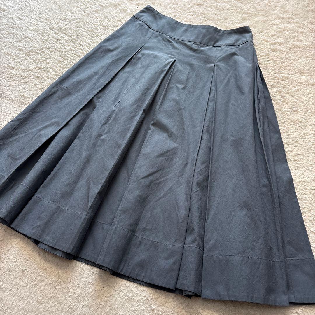 マーガレットハウエル　21AW シルクコットンポプリンスカート　ブルーグレー