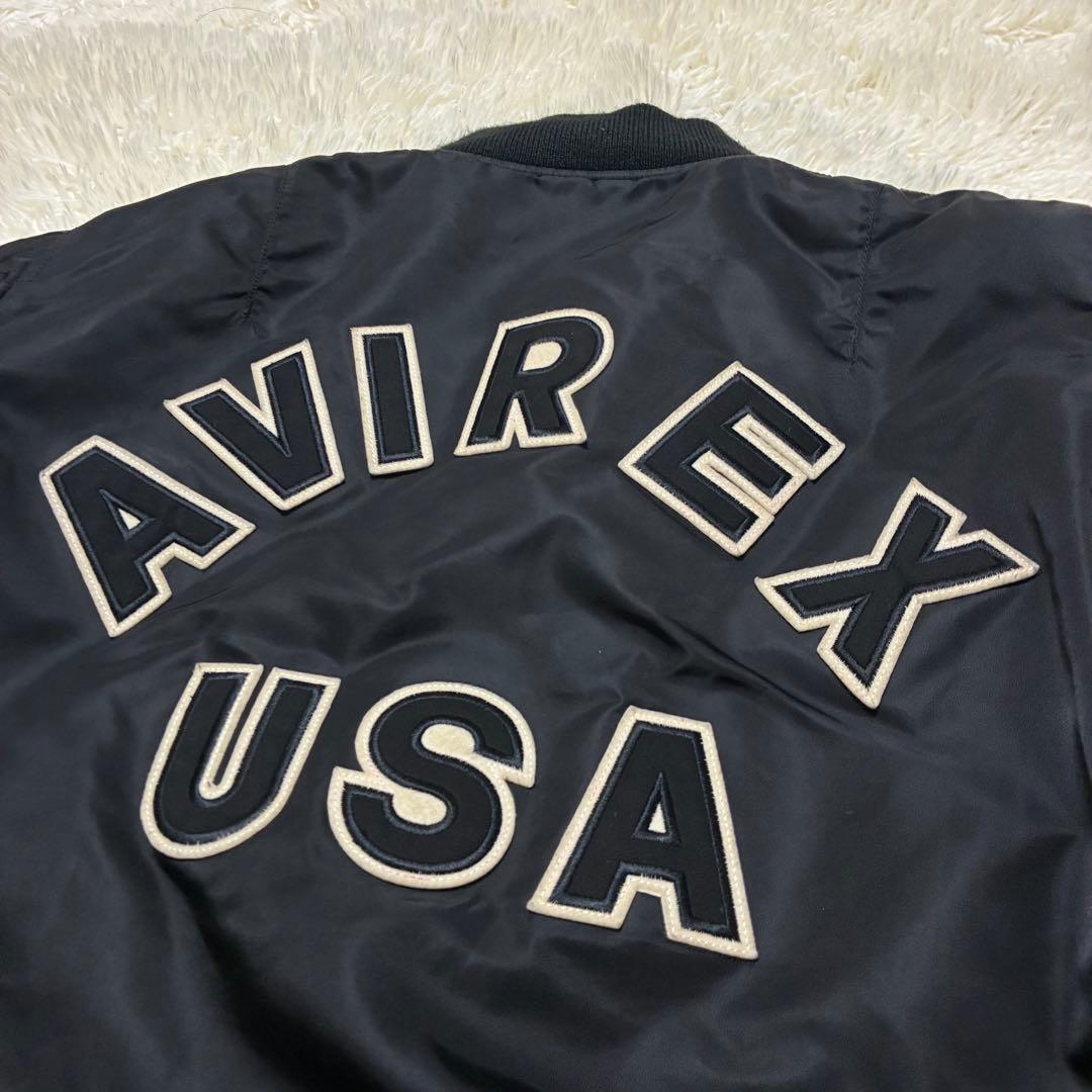 AVIREX フライトジャケット アーチロゴ コマーシャルロゴ L 黒