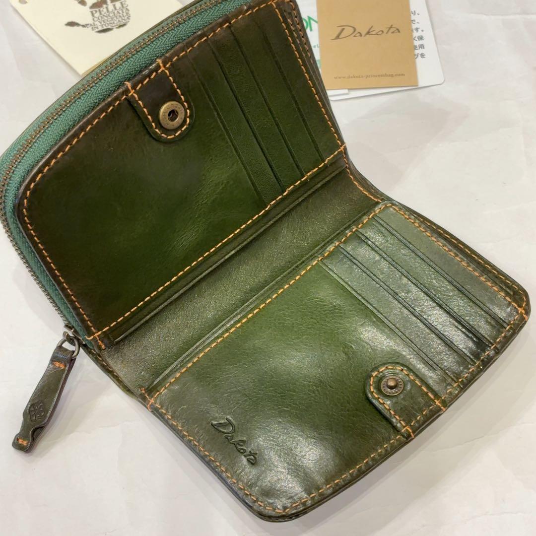 新品　ダコタ　リリーヴォ　二つ折り　財布　グリーン　牛革