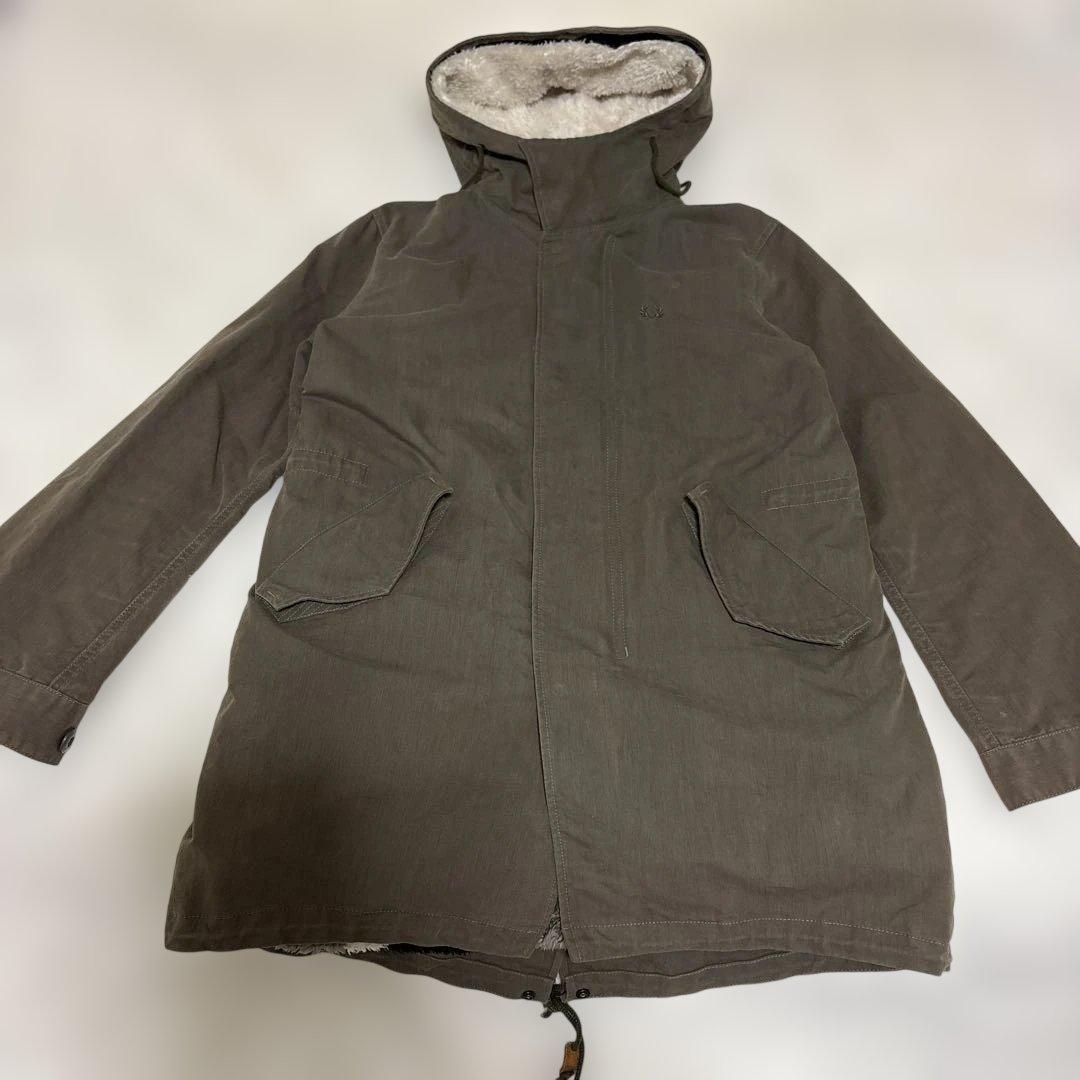 FRED PERRYグレー モッズコート フード付き