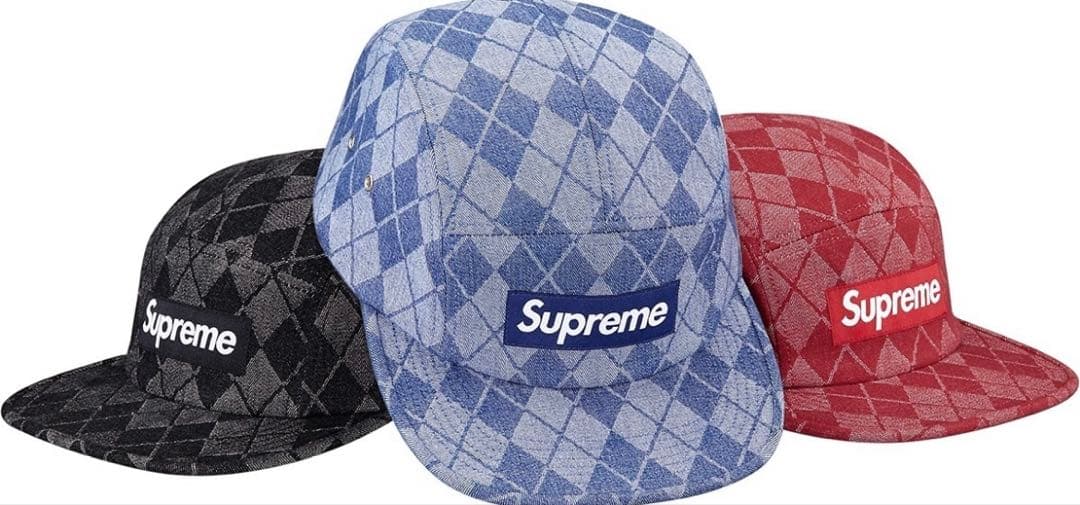 帽子 Supreme Denim Argyle Camp Cap 14FW