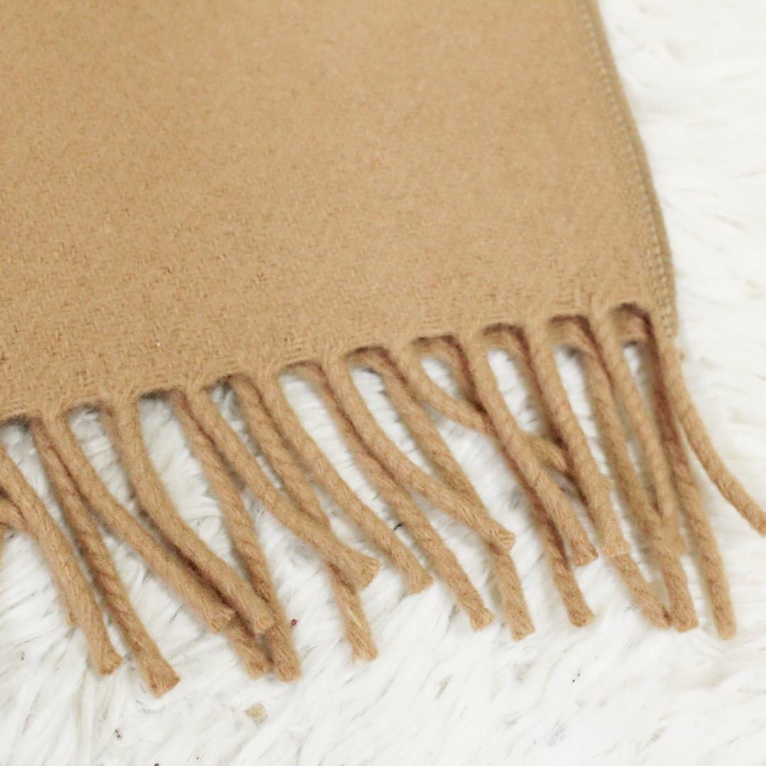 新品 セリーヌ ストール ひざ掛け トリオンフ 刺繍 フリンジ ウール キャメル