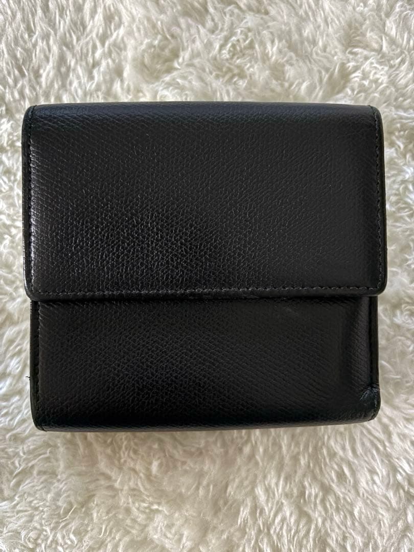 CHANEL ココボタン　三つ折り財布 黒 レザー