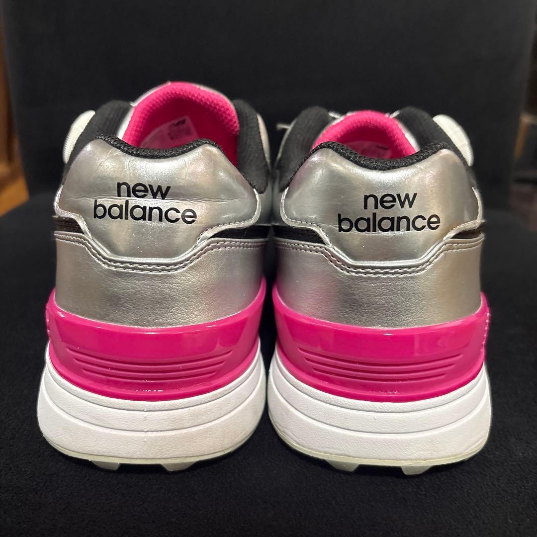 new balance 574 ゴルフシューズ 女性用 シルバー/ピンク