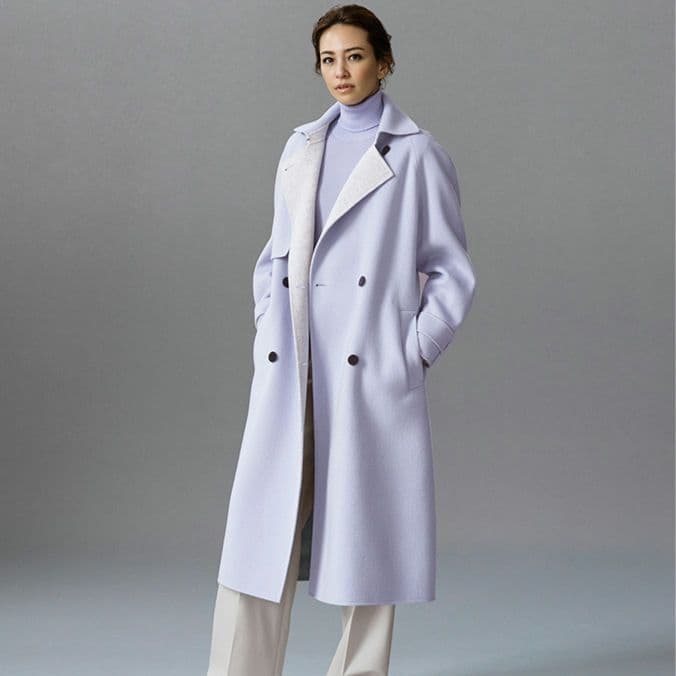 theory luxe 定価9.8万 ウールカシミヤリバーコート パープルヘザー