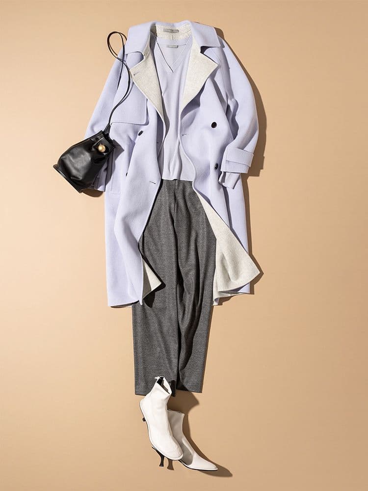 theory luxe 定価9.8万 ウールカシミヤリバーコート パープルヘザー