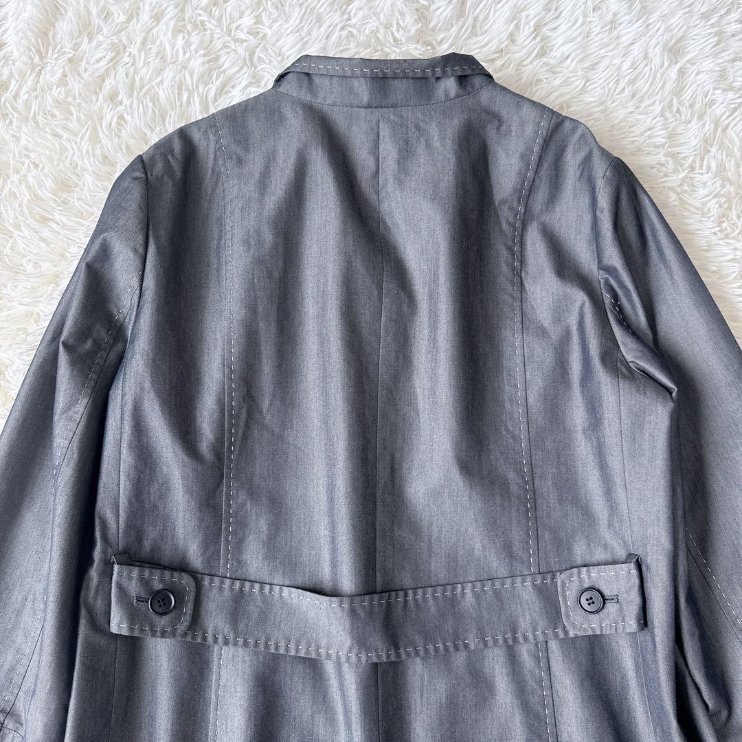 極美品 レリアン シルク混 スプリングコート 大きいサイズ 13+ グレー