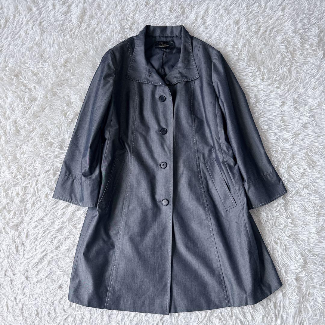 極美品 レリアン シルク混 スプリングコート 大きいサイズ 13+ グレー