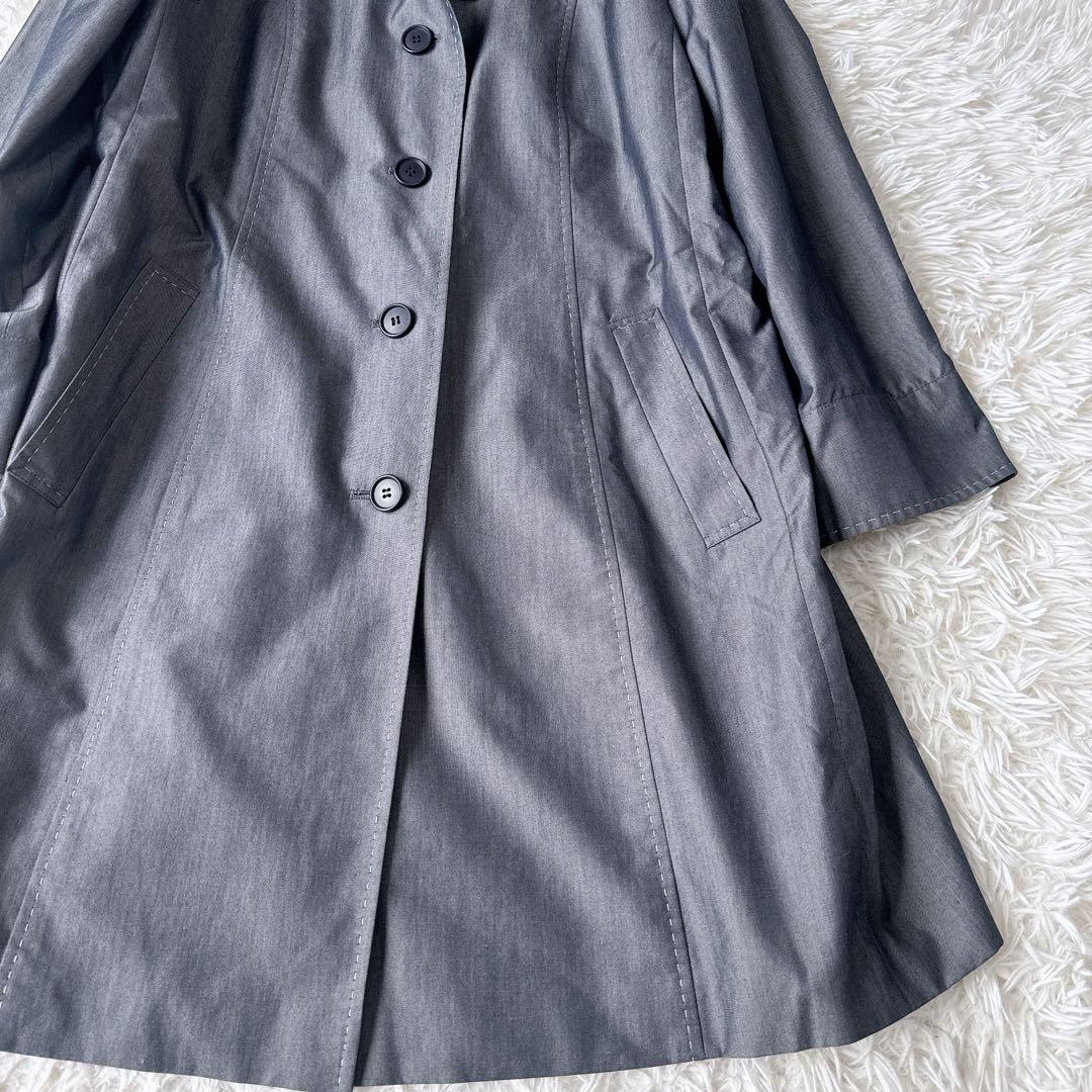 極美品 レリアン シルク混 スプリングコート 大きいサイズ 13+ グレー
