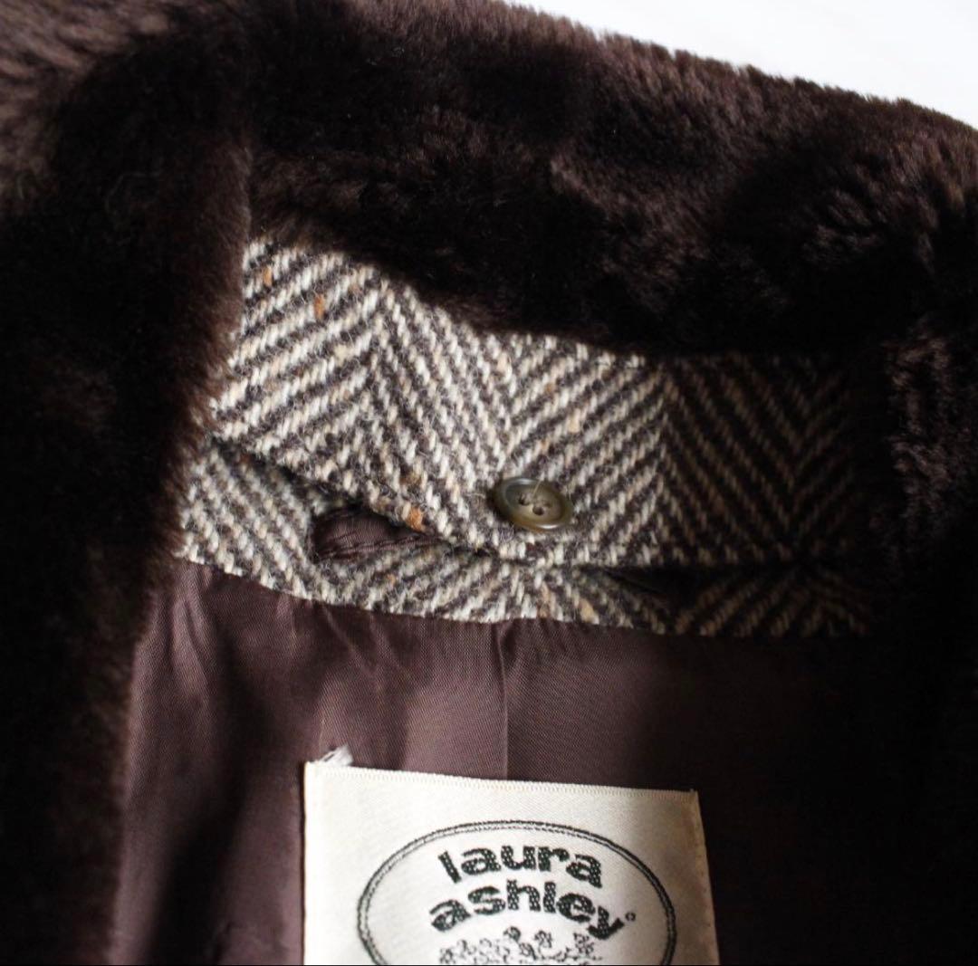 最終値下⭐︎LAURA ASHLEY ヘリンボーンマキシ丈コート M フレア