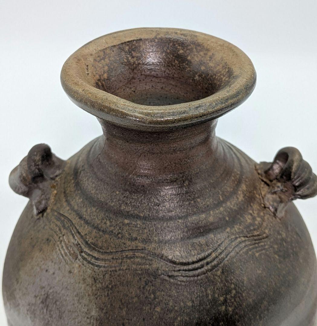 備前焼 扁壺 扁壷 花器 フラワーベース 耳付花入 花瓶 花生 置物 華道具