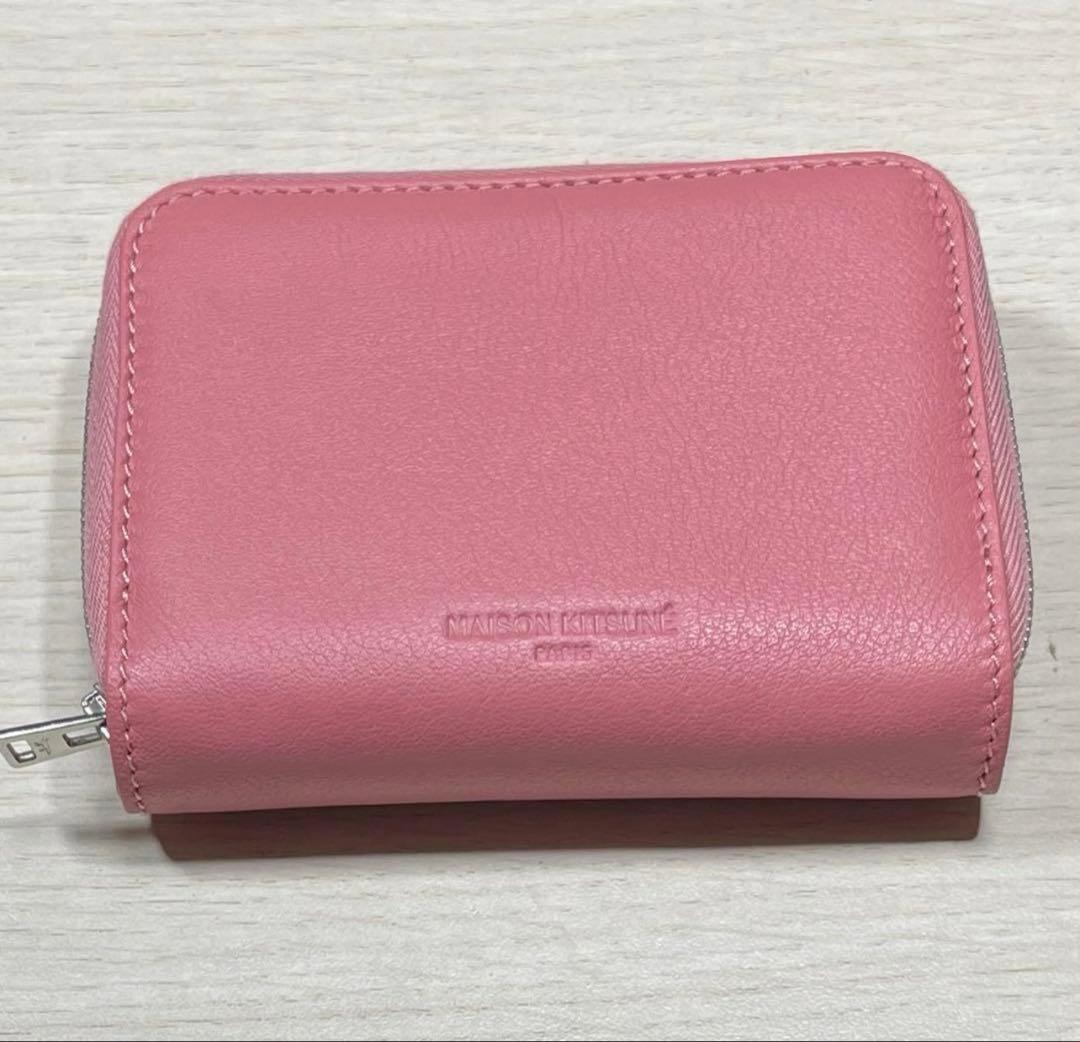メゾンキツネ　二つ折り財布　ピンク