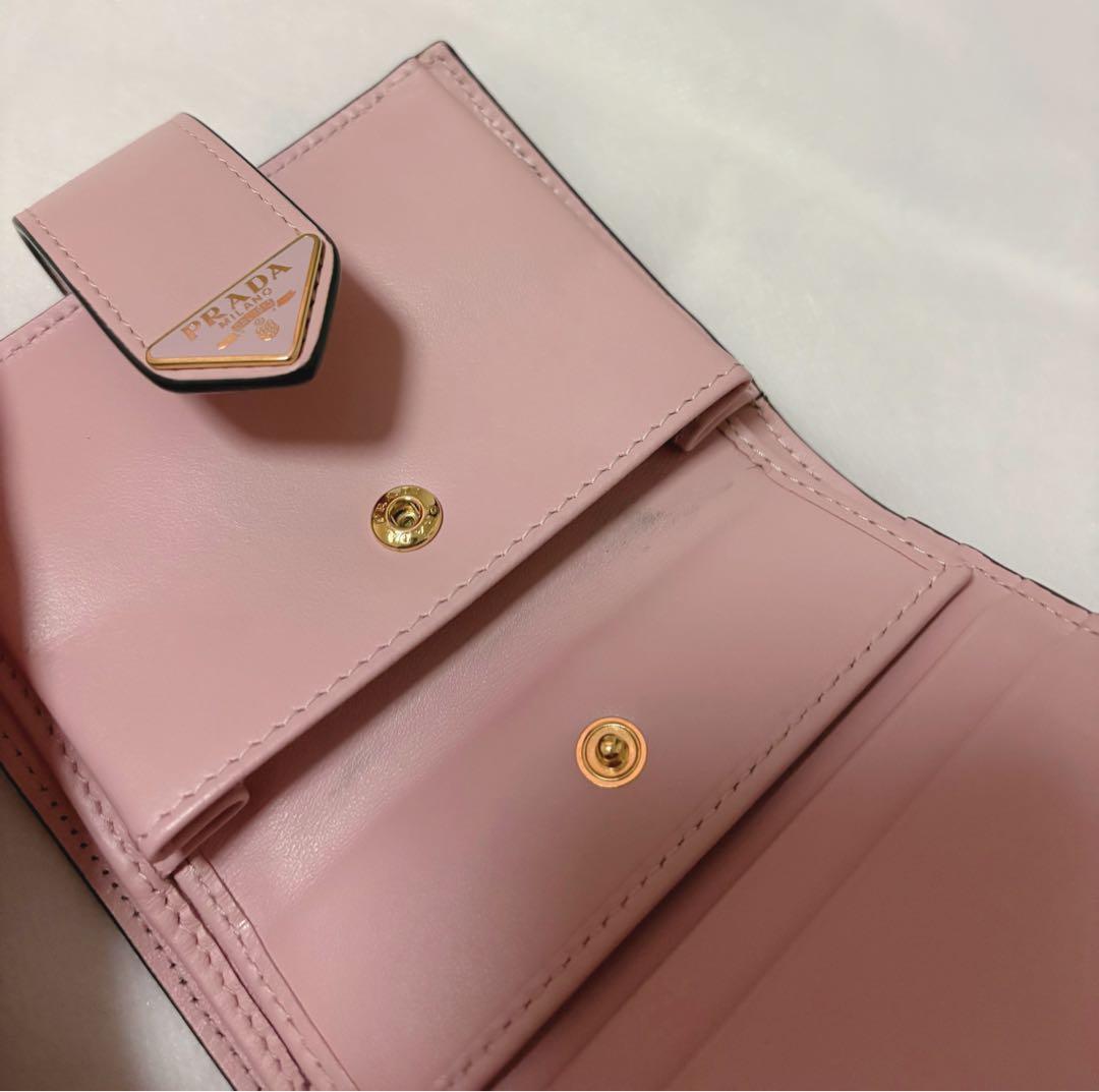 PRADA 二つ折り財布 グレー/ピンク