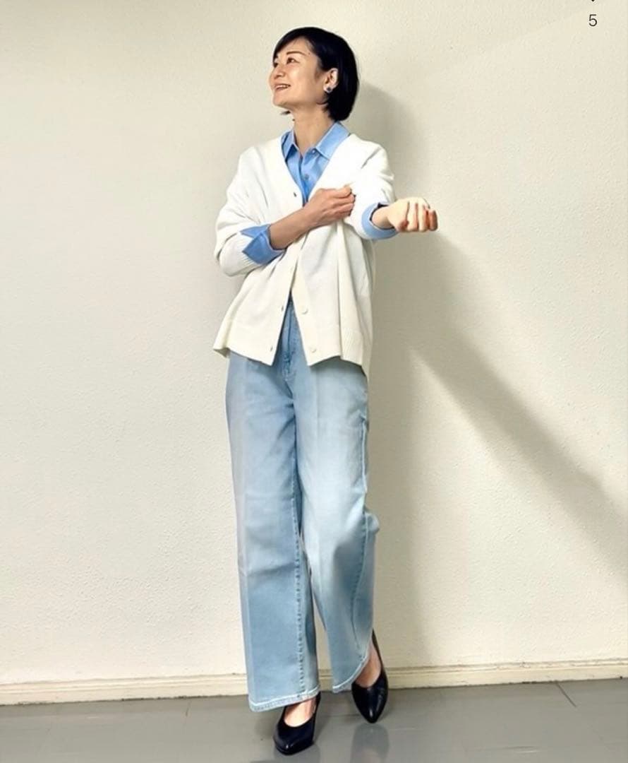 【新品タグ付き】PLST ワイドストレートジーンズ　ブルー　XXS 股下64cm