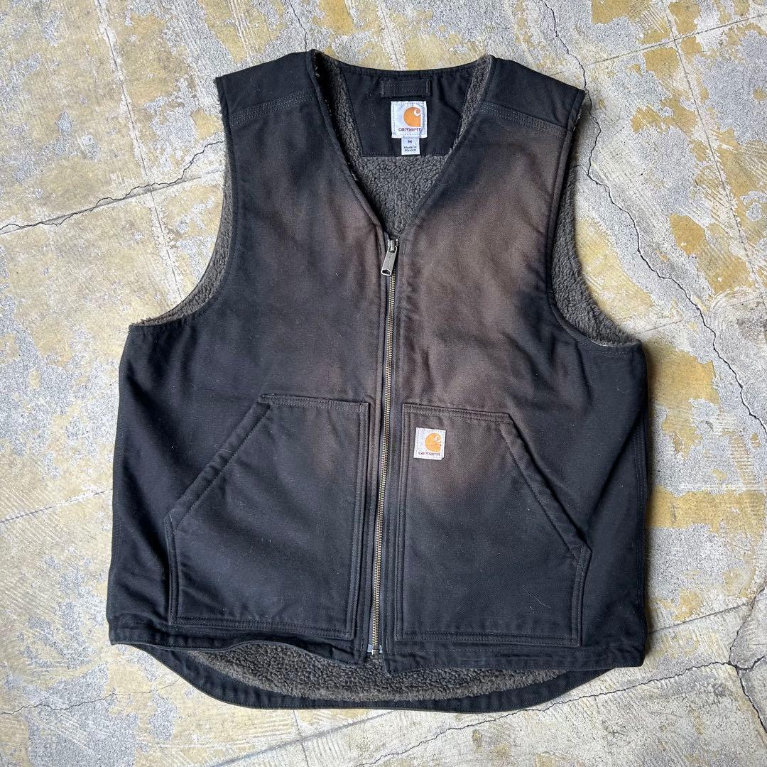 90S carhartt 鬼フェード ボアベスト ブラック カーハート