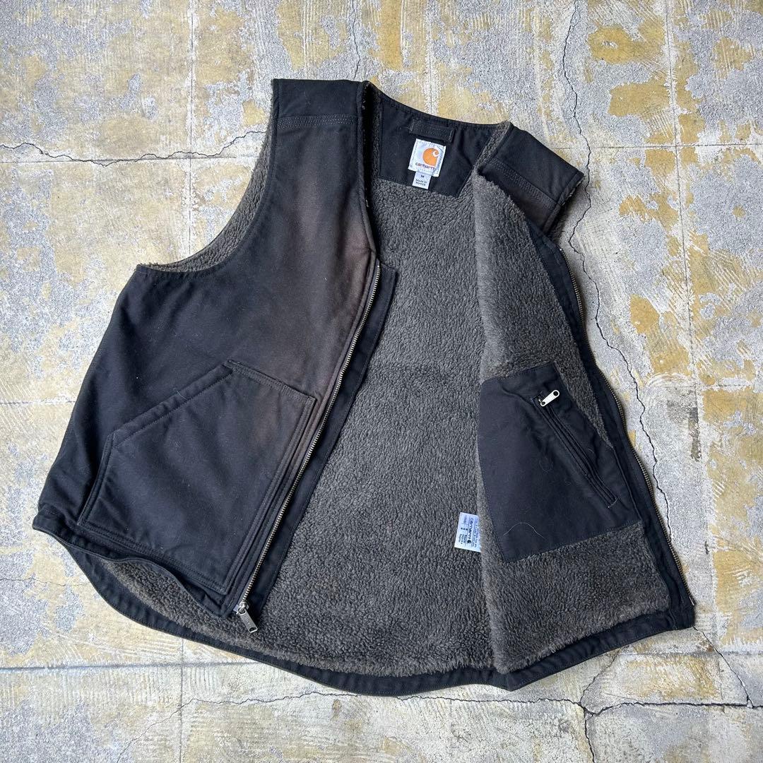 90S carhartt 鬼フェード ボアベスト ブラック カーハート