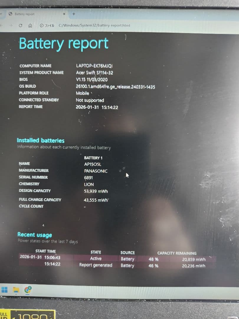 Acer Swift SF114-32 ノートPC 14型 SSD