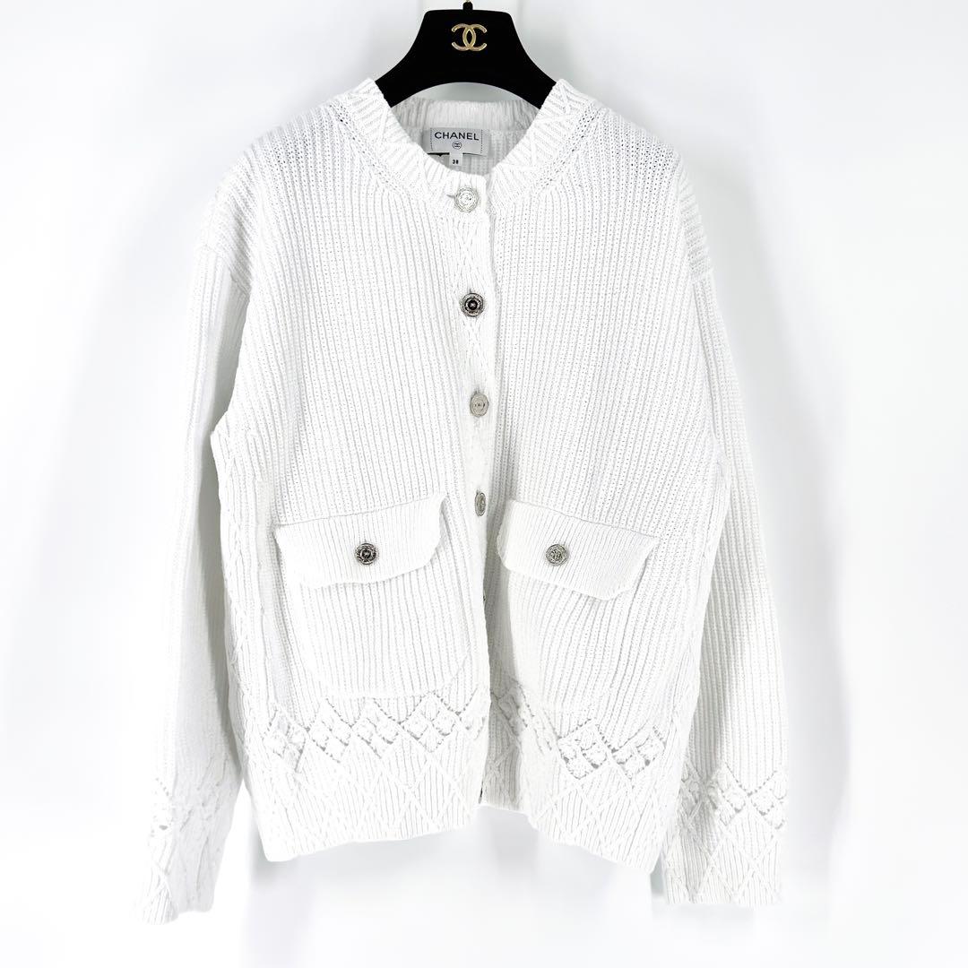 CHANEL シャネル 2025クルーズ ホワイト コットンカーディガン 38