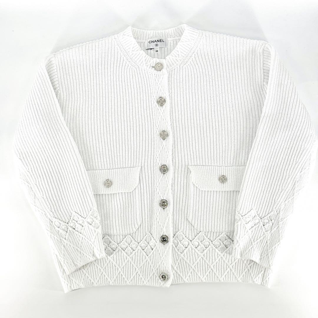 CHANEL シャネル 2025クルーズ ホワイト コットンカーディガン 38